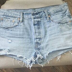 Levi's Blue Distressed Jean Shorts